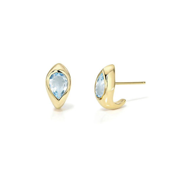 Petite Aquamarine Reverse Water Drop Stuggies Yellow Gold by Logan Hollowell Jewelry
