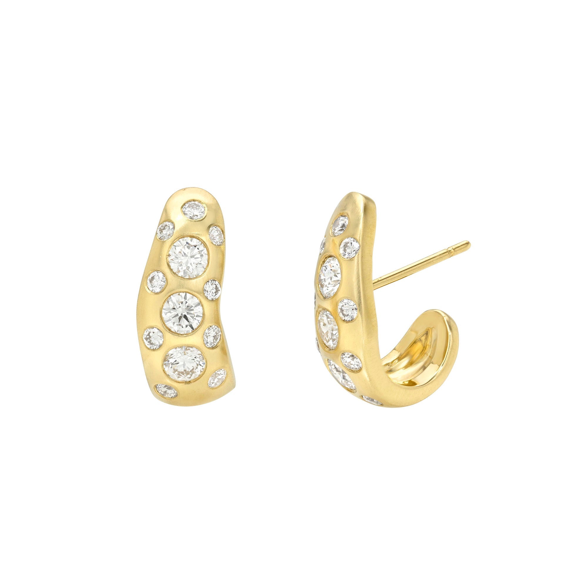 Oracle Diamond Stuggie Earrings Yellow Gold by Logan Hollowell Jewelry