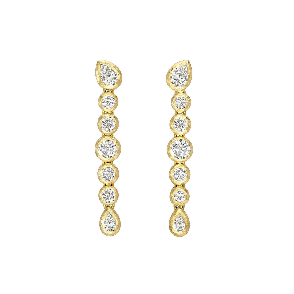 Diamond Bubble Drop Earrings Yellow Gold by Logan Hollowell Jewelry