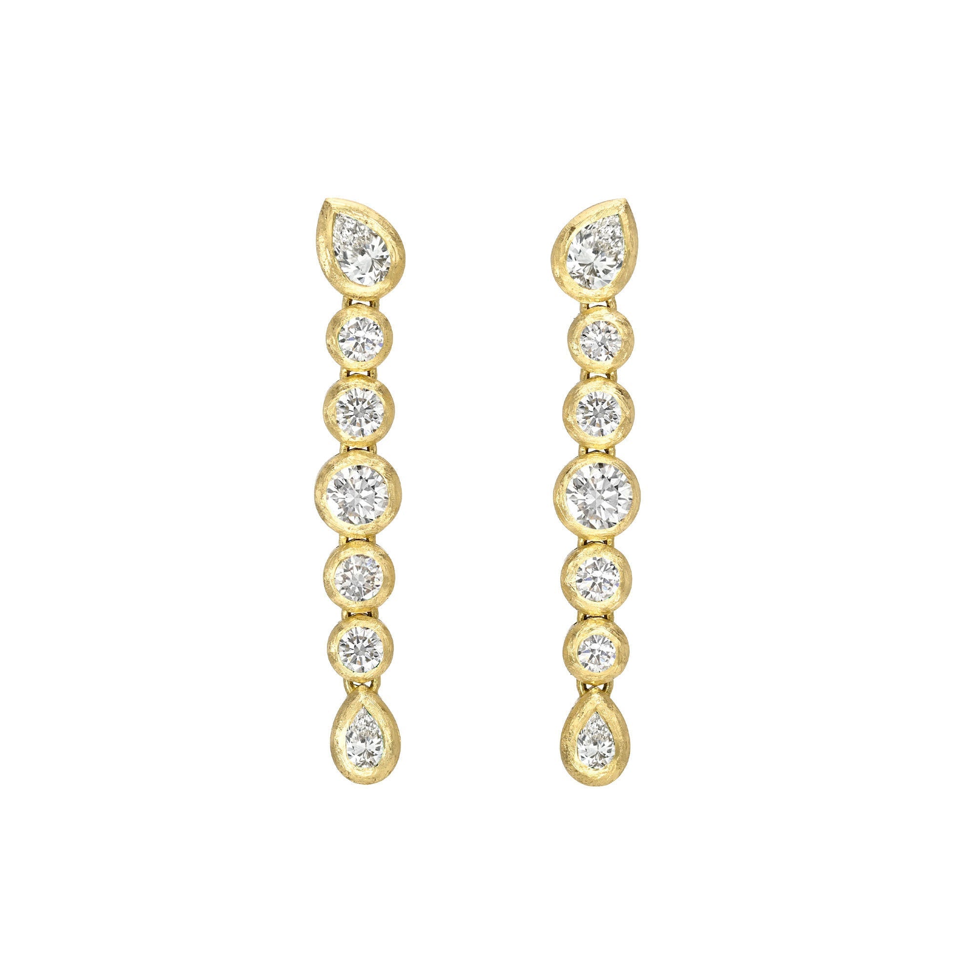 Diamond Bubble Drop Earrings Yellow Gold by Logan Hollowell Jewelry