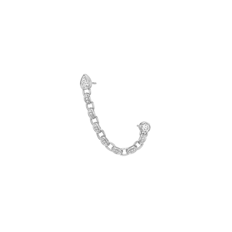 Gypsy Roma Chain Earrings White Gold Single by Logan Hollowell Jewelry