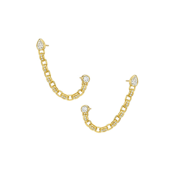 Gypsy Roma Chain Earrings Yellow Gold Pair by Logan Hollowell Jewelry