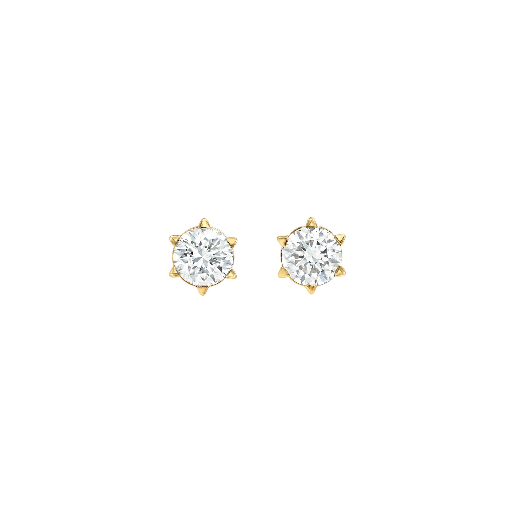 Petite Solar Flare Diamond Stud Earrings (Natural) Yellow Gold Pair by Logan Hollowell Jewelry
