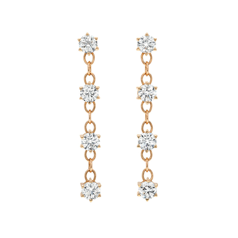 Solar Flare Linear Diamond Drop Earrings Rose Gold by Logan Hollowell Jewelry
