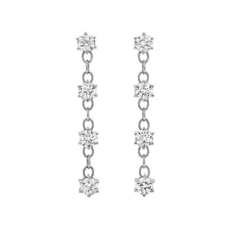 Solar Flare Linear Diamond Drop Earrings White Gold by Logan Hollowell Jewelry