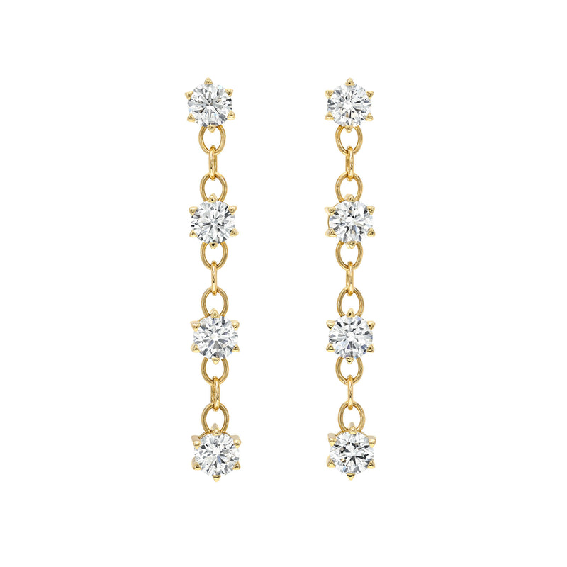 Solar Flare Linear Diamond Drop Earrings Yellow Gold by Logan Hollowell Jewelry