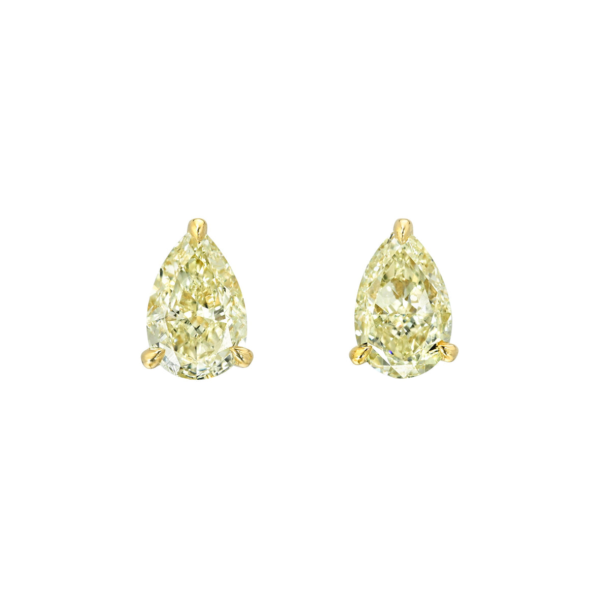 Yellow Diamond Pear Martini Studs Yellow Gold by Logan Hollowell Jewelry