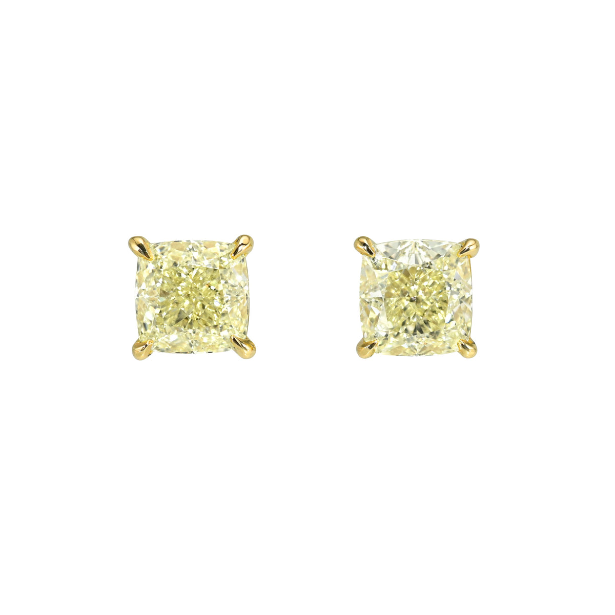 Petite Yellow Diamond Cushion Martini Studs Yellow Gold by Logan Hollowell Jewelry