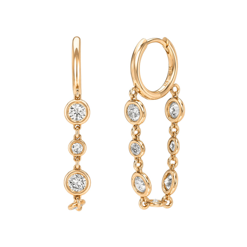 Orbit Bezel Diamond Drop Huggies