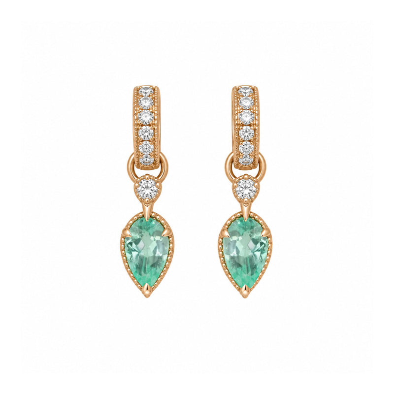 Queen 2.0 Emerald Drop Huggies Rose Gold by Logan Hollowell Jewelry