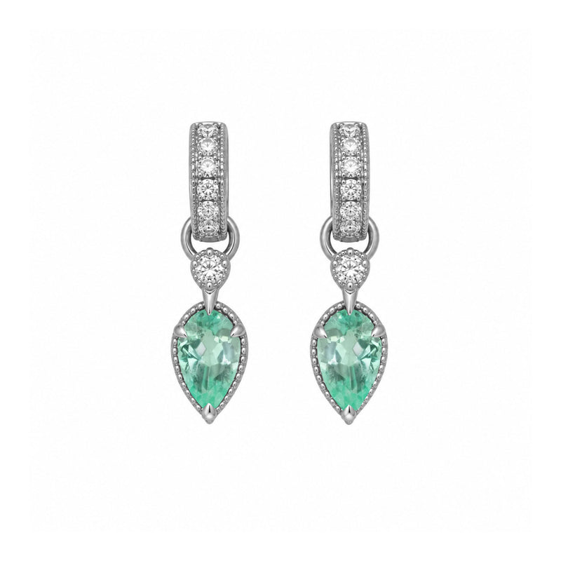 Queen 2.0 Emerald Drop Huggies White Gold by Logan Hollowell Jewelry