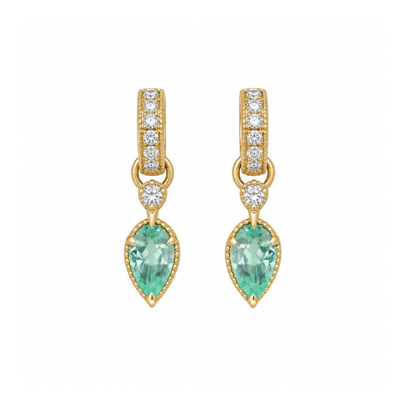 Queen 2.0 Emerald Drop Huggies Yellow Gold by Logan Hollowell Jewelry