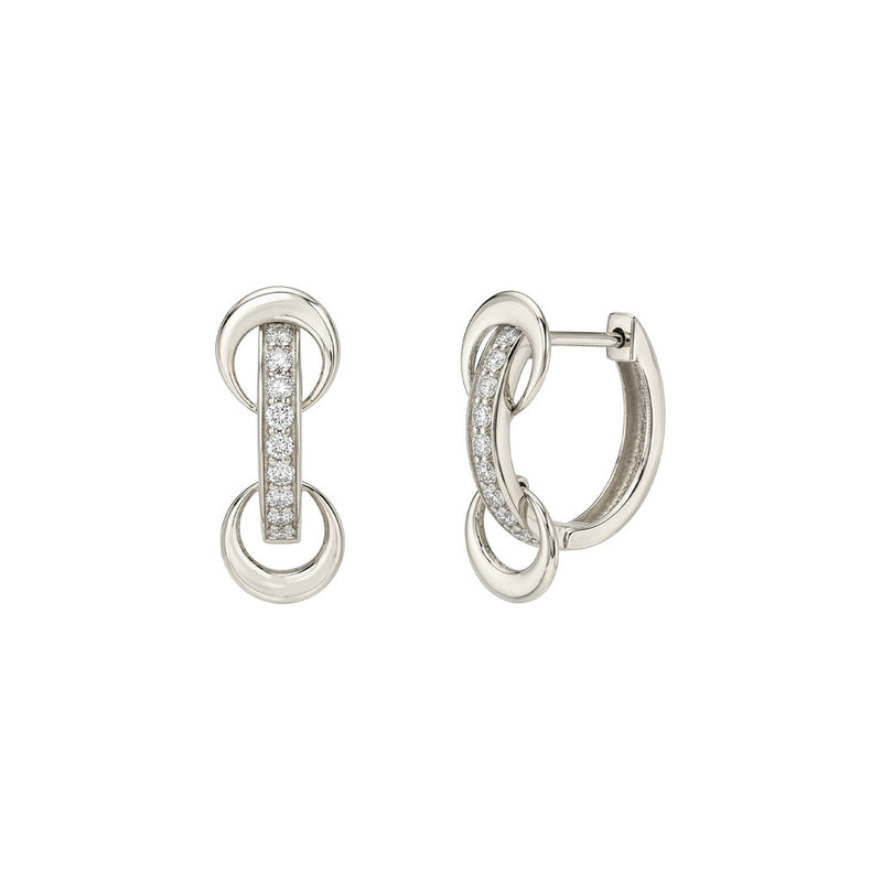 Orbit Disk Huggies Stationary White Gold by Logan Hollowell Jewelry