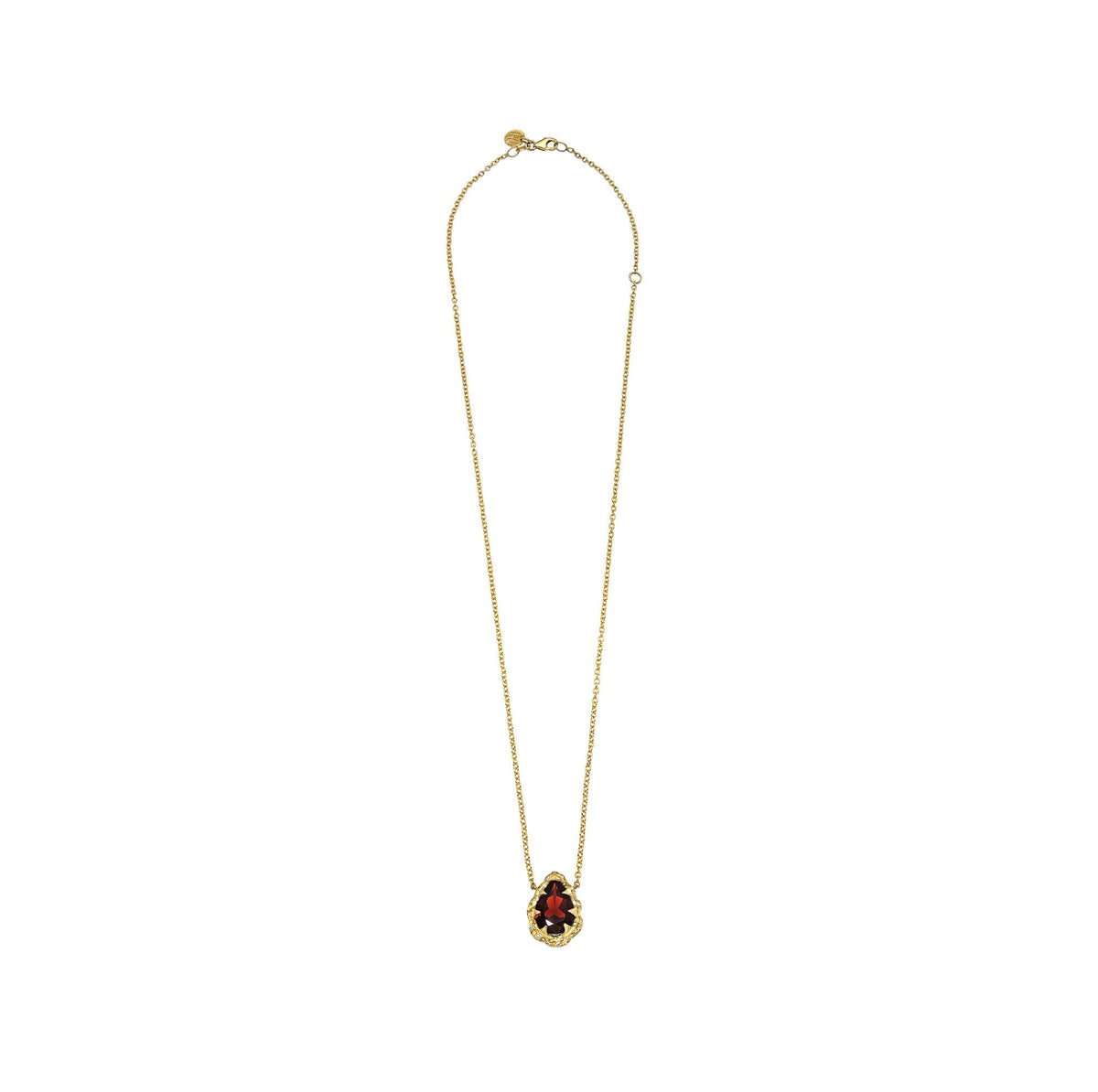 Queen Water Drop Garnet Necklace with Sprinkled Diamonds by Logan Hollowell Jewelry