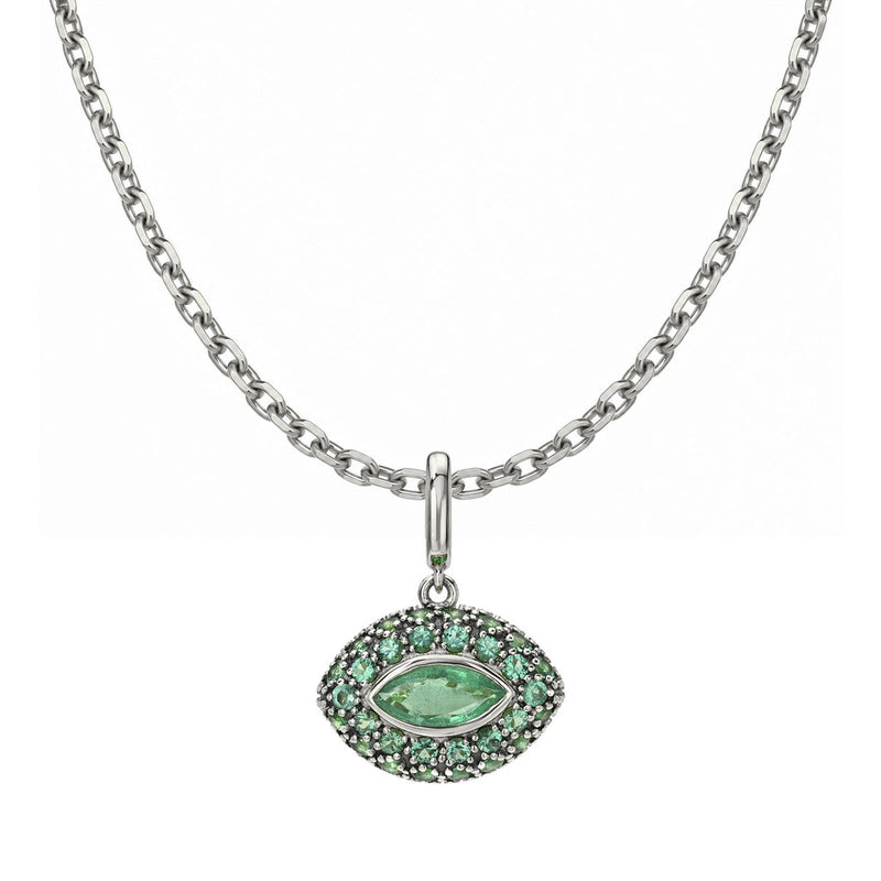 Emerald Pop Rocks Pendant Full Necklace White Gold by Logan Hollowell Jewelry