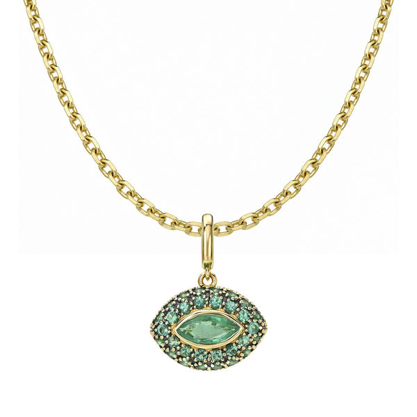 Emerald Pop Rocks Pendant Full Necklace Yellow Gold by Logan Hollowell Jewelry