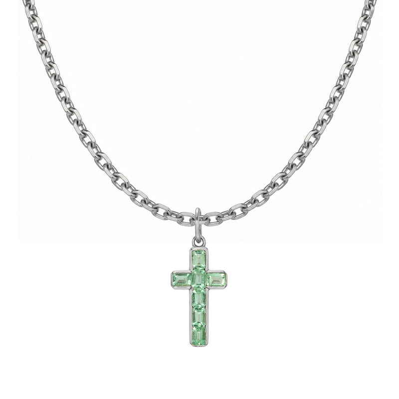 Emerald Channel Faith Pendant Full Necklace White Gold by Logan Hollowell Jewelry