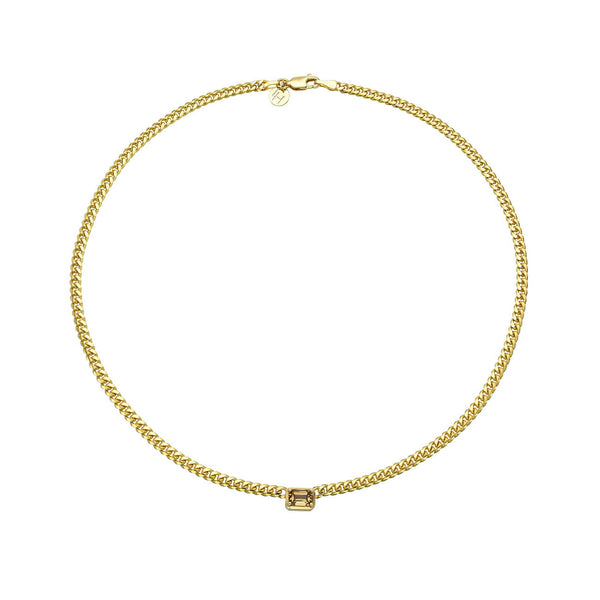 Emerald Cut Desert Cuban Choker Yellow Gold 14" by Logan Hollowell Jewelry