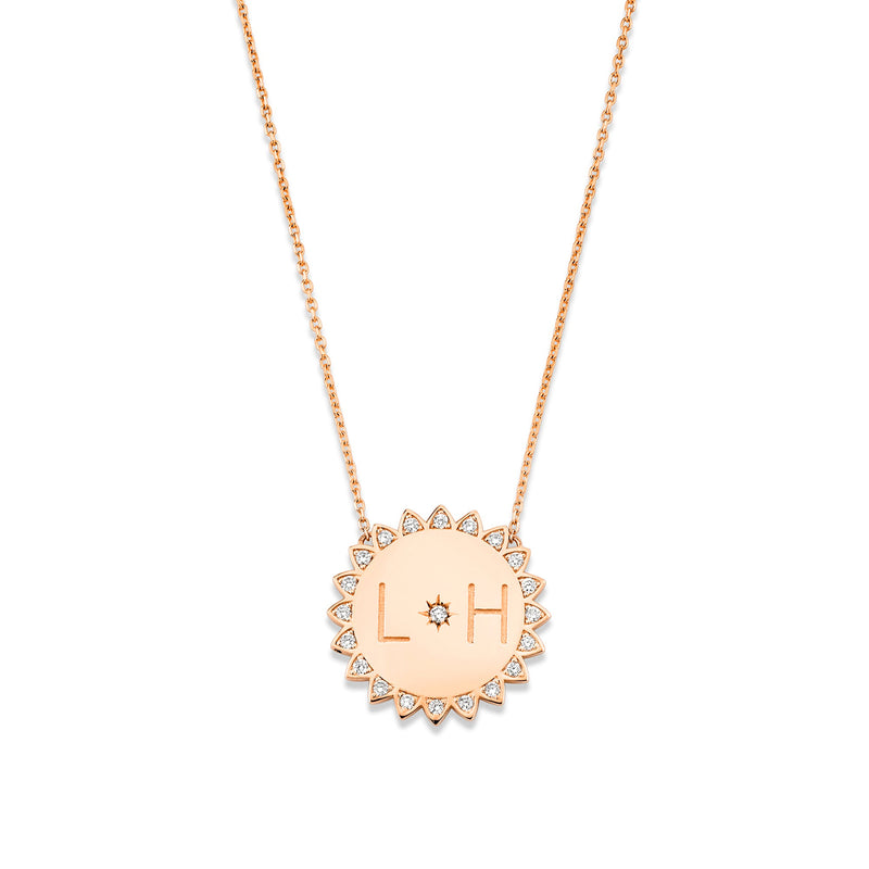 Custom Initials Medium "You Are My Sunshine" Necklace Rose Gold 2 by Logan Hollowell Jewelry