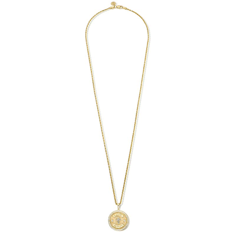 Diamond Cross Coin with Pavé Border | Ready to Ship by Logan Hollowell Jewelry
