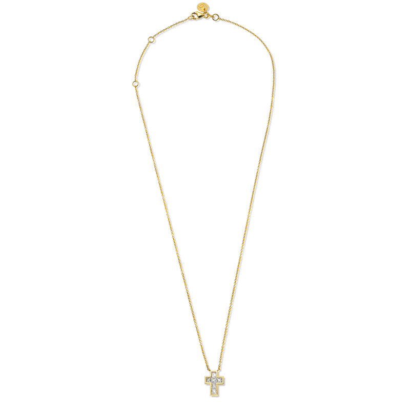 Princess Cut Diamond Cross Necklace by Logan Hollowell Jewelry