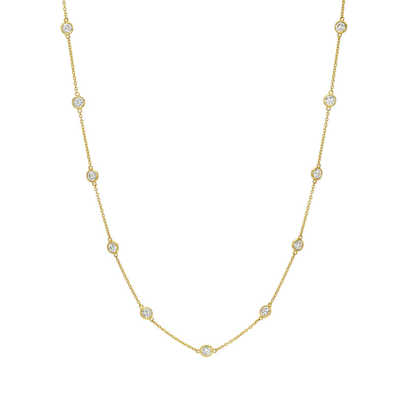 11:11 Diamond Station Necklace (11 Diamond) Yellow Gold 13"-14"-15" by Logan Hollowell Jewelry