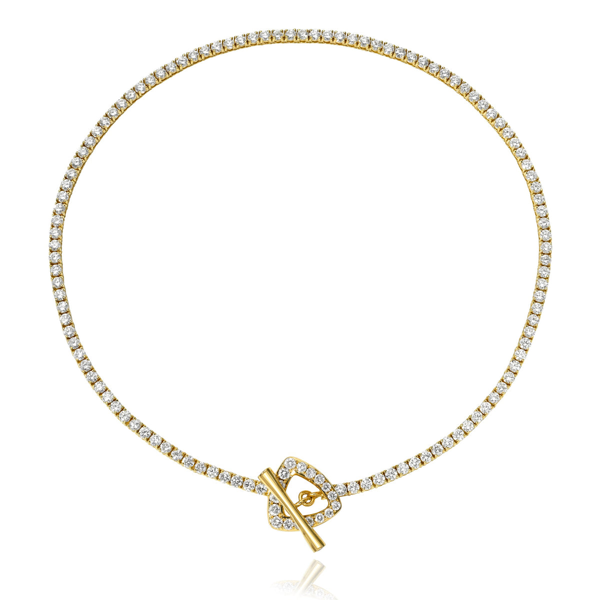Tennis Pavé Trillion Toggle Choker | Ready to Ship Yellow Gold 13.5" by Logan Hollowell Jewelry