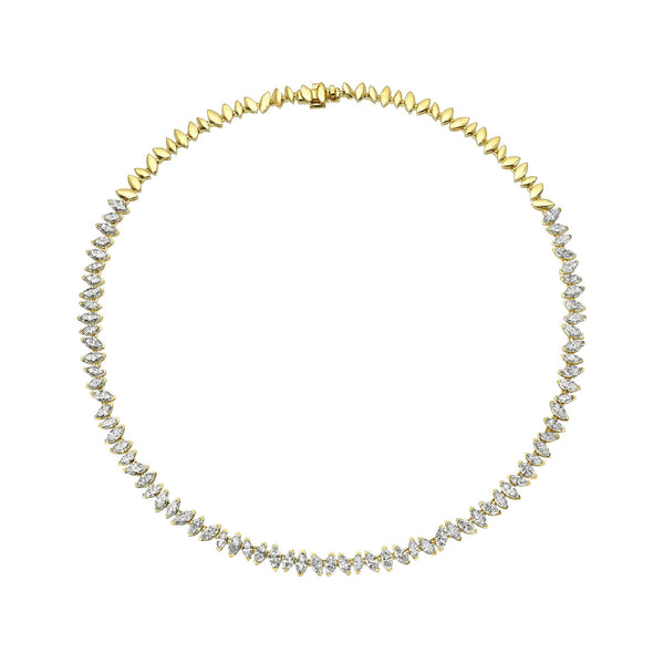 Dancing Marquise Diamond Necklace Yellow Gold 14" by Logan Hollowell Jewelry