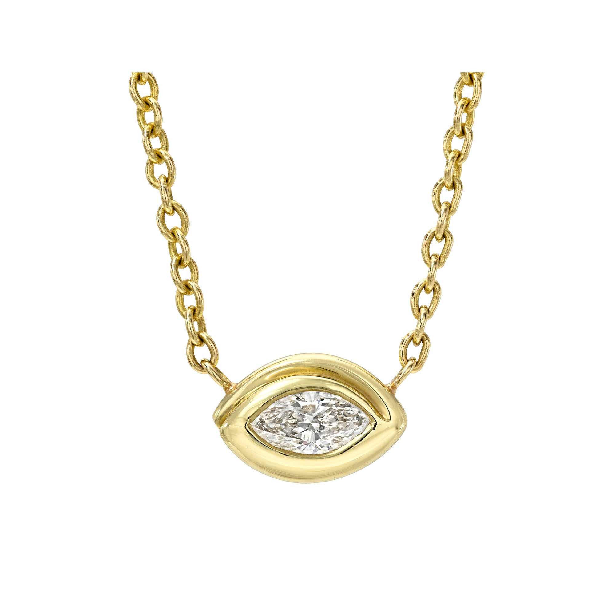 Enigma Marquee Diamond Angel Eye Pendant | Ready to Ship Yellow Gold 16" by Logan Hollowell Jewelry