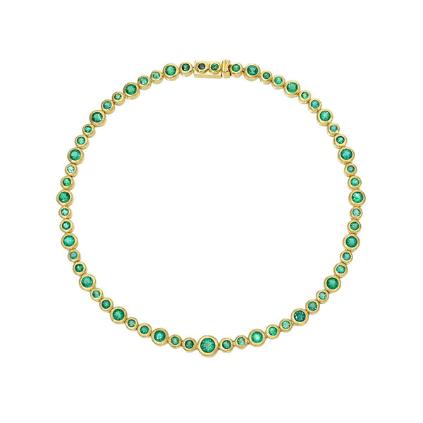 Emerald Bubble Necklace Yellow Gold 14" by Logan Hollowell Jewelry