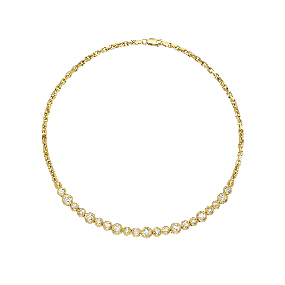 Diamond Bubble Link Necklace Yellow Gold 16" by Logan Hollowell Jewelry