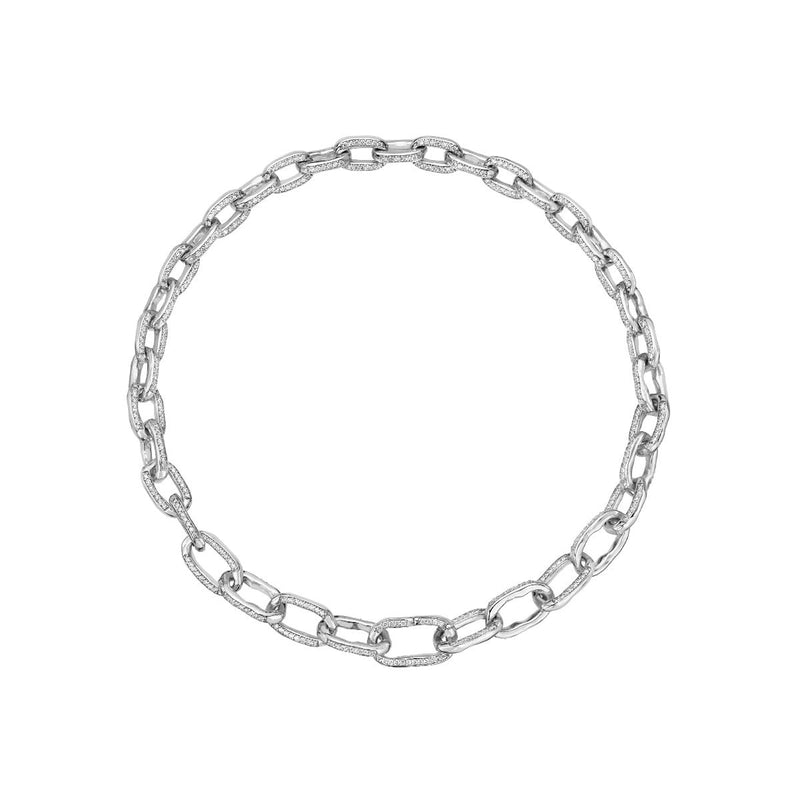 Graduated Atlantis Pavé Diamond Chain Necklace White Gold by Logan Hollowell Jewelry