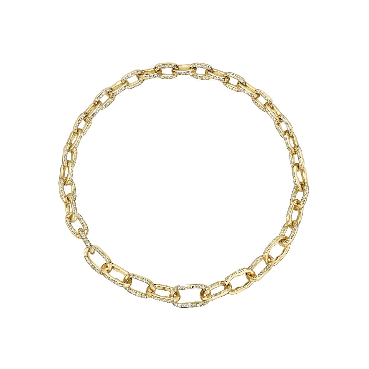 Large Graduated Atlantis Pavé Diamond Chain Necklace Yellow Gold by Logan Hollowell Jewelry