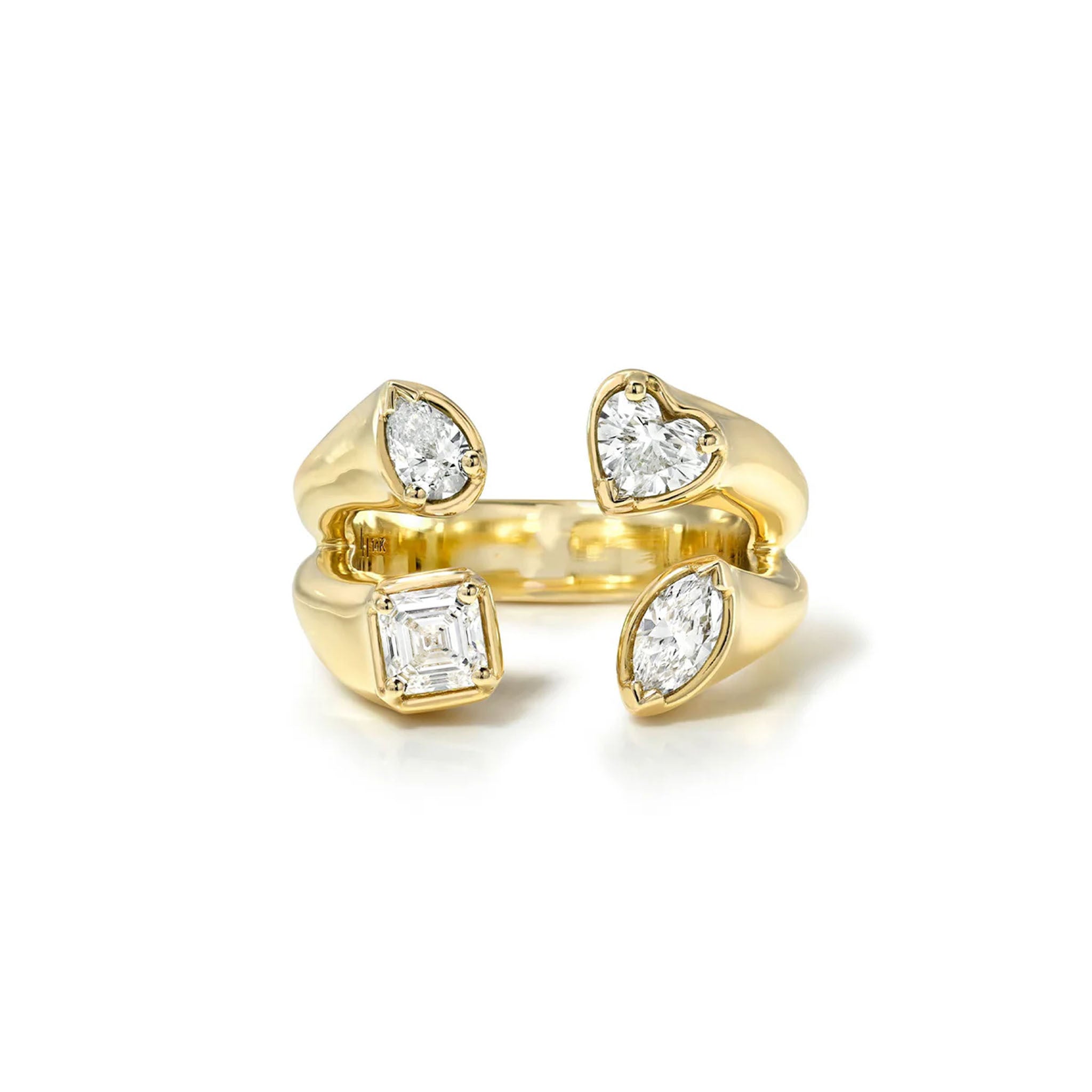 Petite Fortuna Diamond Ring Yellow Gold 2.75 by Logan Hollowell Jewelry