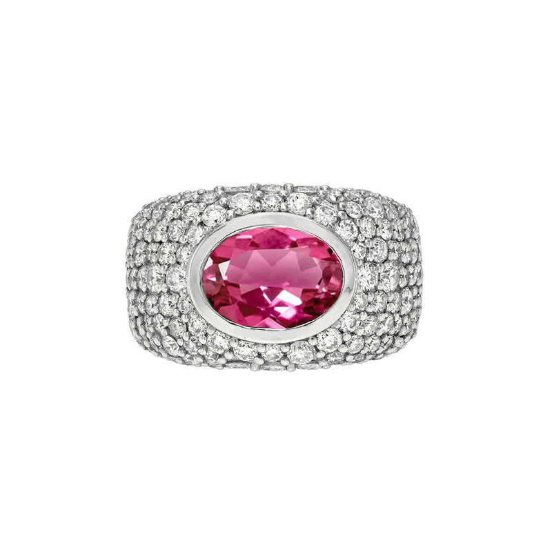 The OG Rubelite Signet Ring White Gold 3 by Logan Hollowell Jewelry