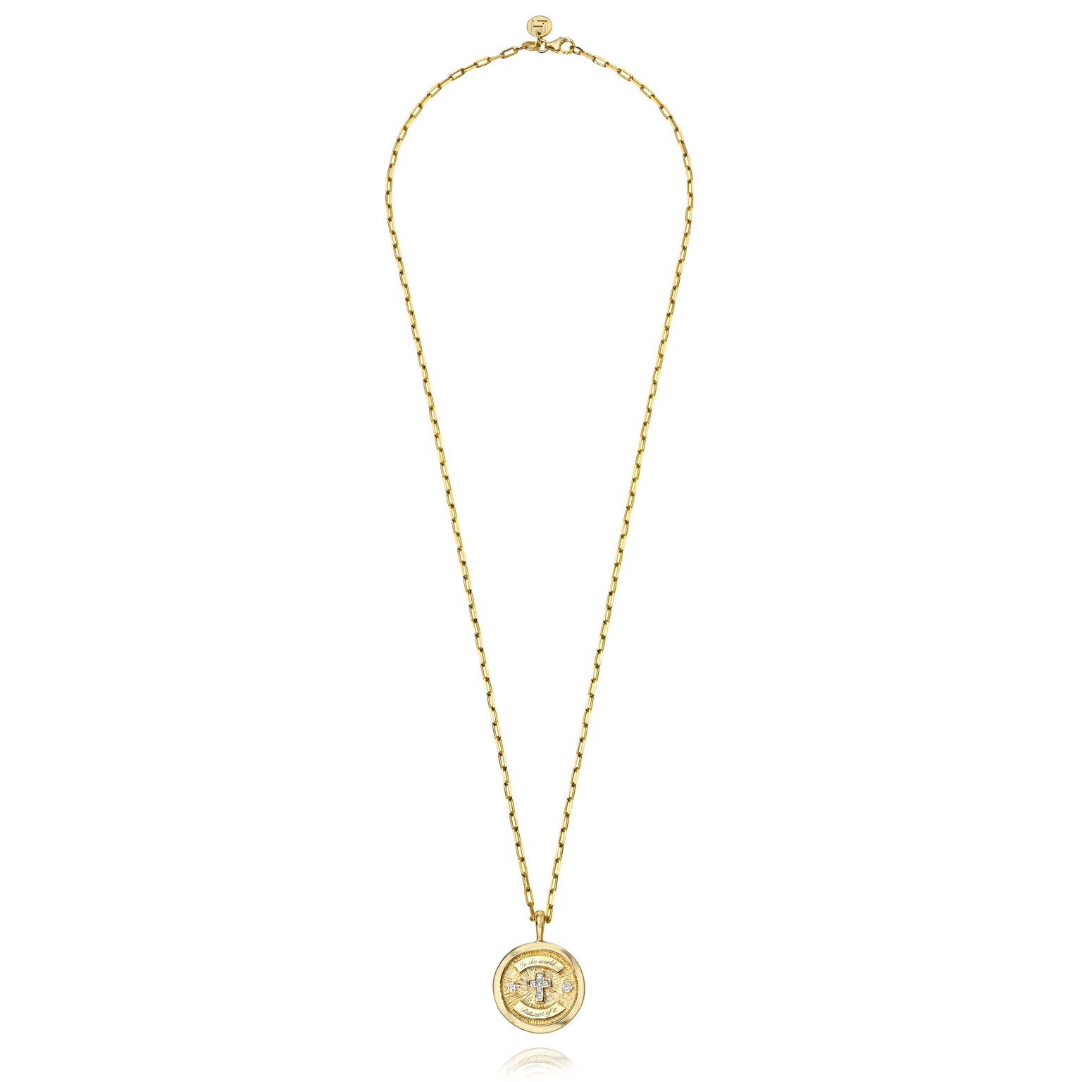 Diamond Cross Coin with Solid Border by Logan Hollowell Jewelry