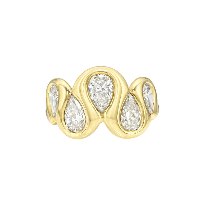 Enigma Diamond Reverse Water Drop Ring Yellow Gold Lab-Created 3 by Logan Hollowell Jewelry