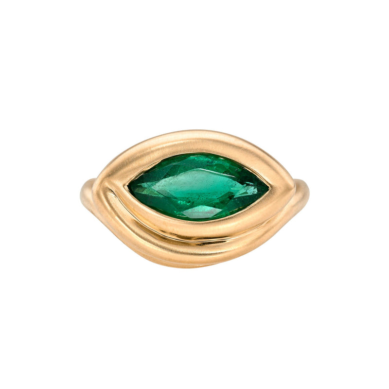 Enigma Eye Marquise Emerald Ring Rose Gold 0.70 CT 3 by Logan Hollowell Jewelry