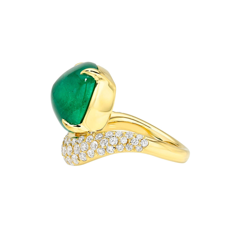 Emerald & Diamond Enigma Wave Ring by Logan Hollowell Jewelry