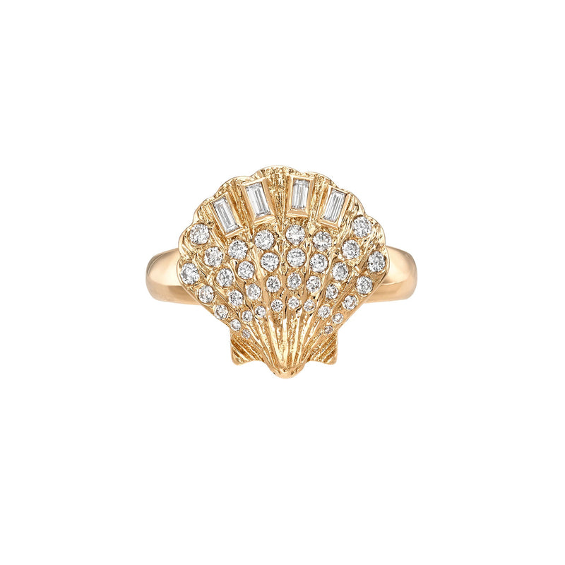 Diamond Shell Ring Rose Gold 3 by Logan Hollowell Jewelry