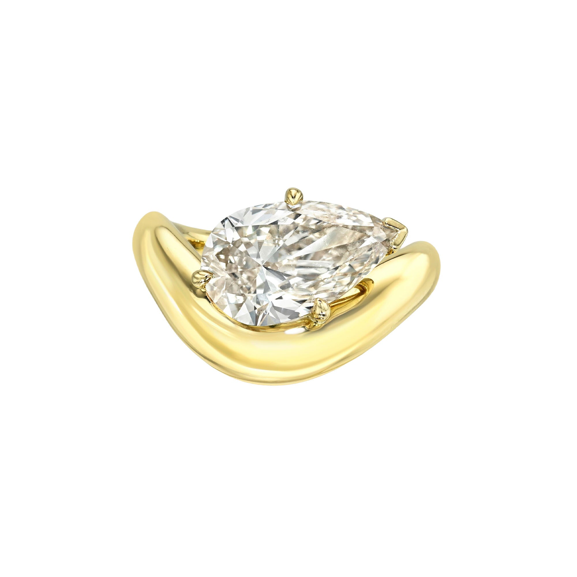 Enigma Floating Pear Diamond Ring Yellow Gold 2.75 by Logan Hollowell Jewelry