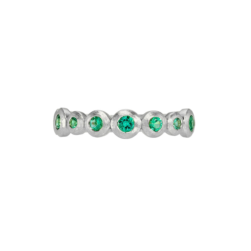 Petite Emerald Bubble Ring White Gold 14K 3 by Logan Hollowell Jewelry