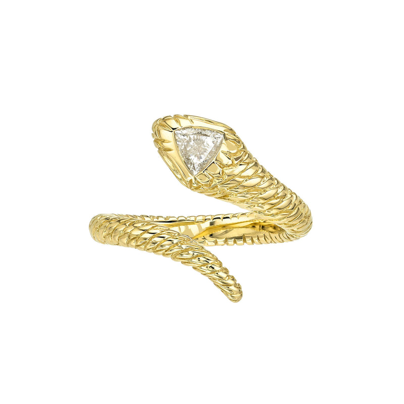 Kundalini Trillion Diamond Ring Yellow Gold 3 by Logan Hollowell Jewelry