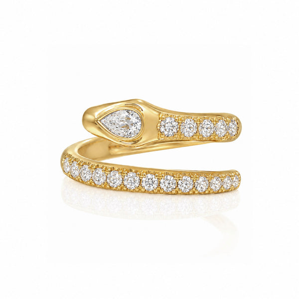 Kundalini Diamond Coil Ring Yellow Gold 2 by Logan Hollowell Jewelry