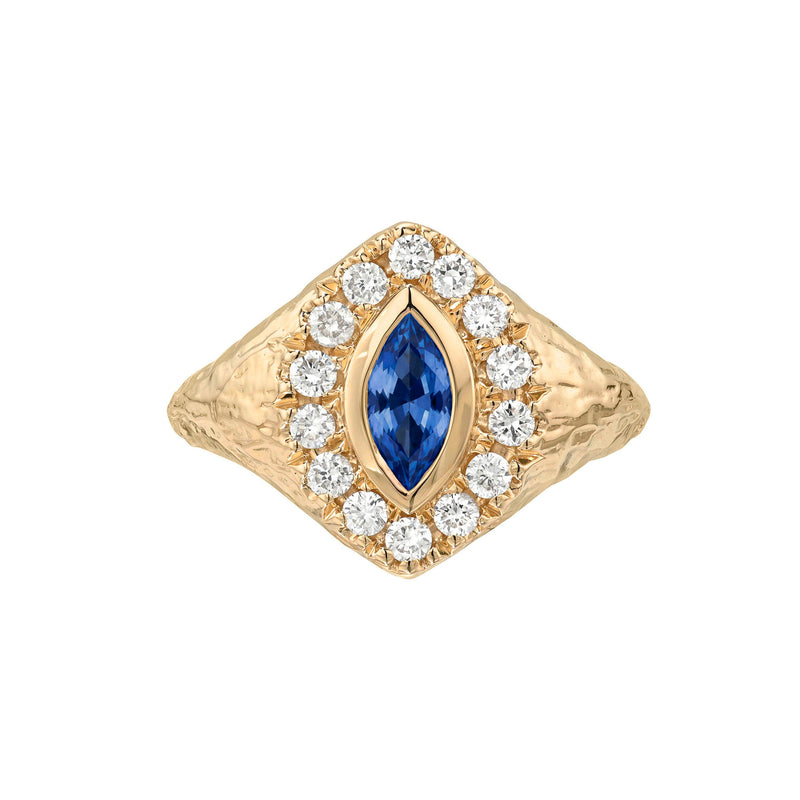 Midnight Queen Signet Blue Sapphire Ring Rose Gold 3 by Logan Hollowell Jewelry