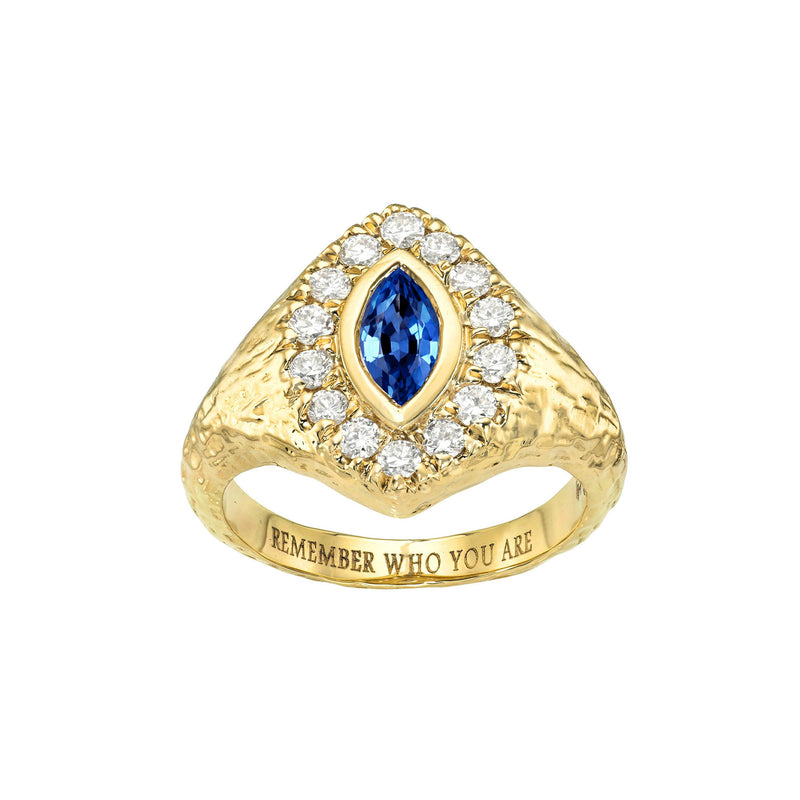 Midnight Queen Signet Blue Sapphire Ring by Logan Hollowell Jewelry