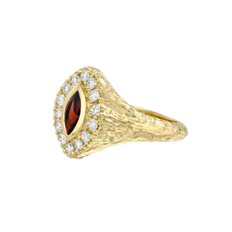 Passion Queen Signet Garnet Ring by Logan Hollowell Jewelry