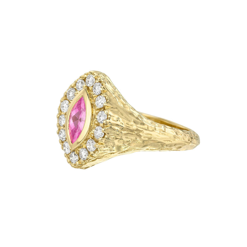 Petal Queen Signet Pink Sapphire Ring by Logan Hollowell Jewelry