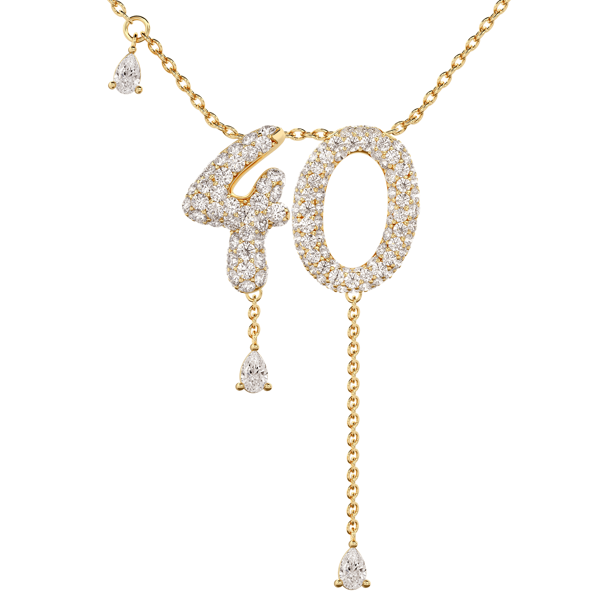 40 Pavé Diamond Numerology Necklace Yellow Gold 15mm by Logan Hollowell Jewelry
