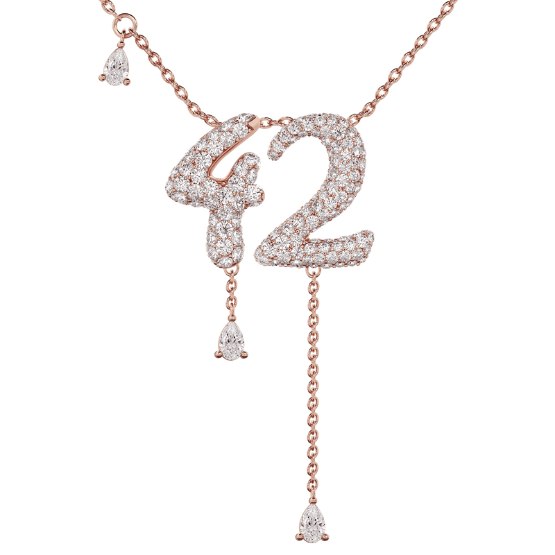 42 Pavé Diamond Numerology Necklace Rose Gold 15mm by Logan Hollowell Jewelry